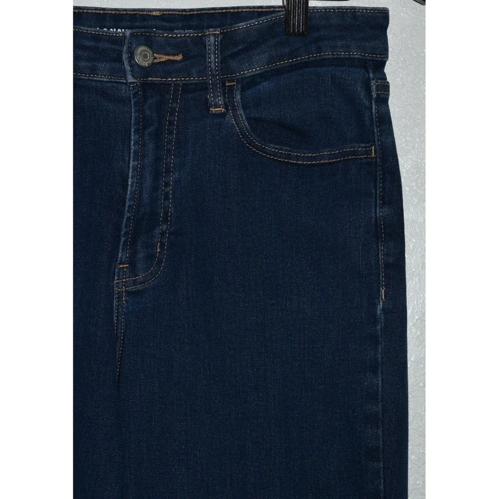 Old Navy Women 4 Loose‎ Jeans Long Wide Leg High Rise Blue Denim Cotton Stretch